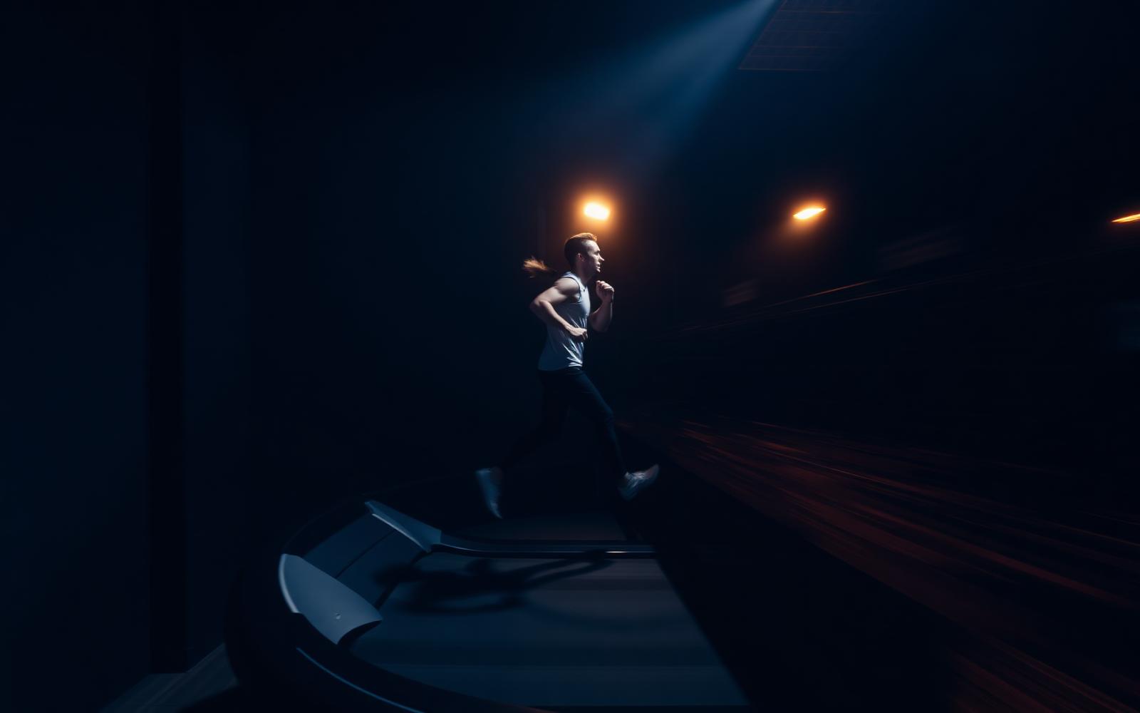 Athlete sprinting on a curved treadmill